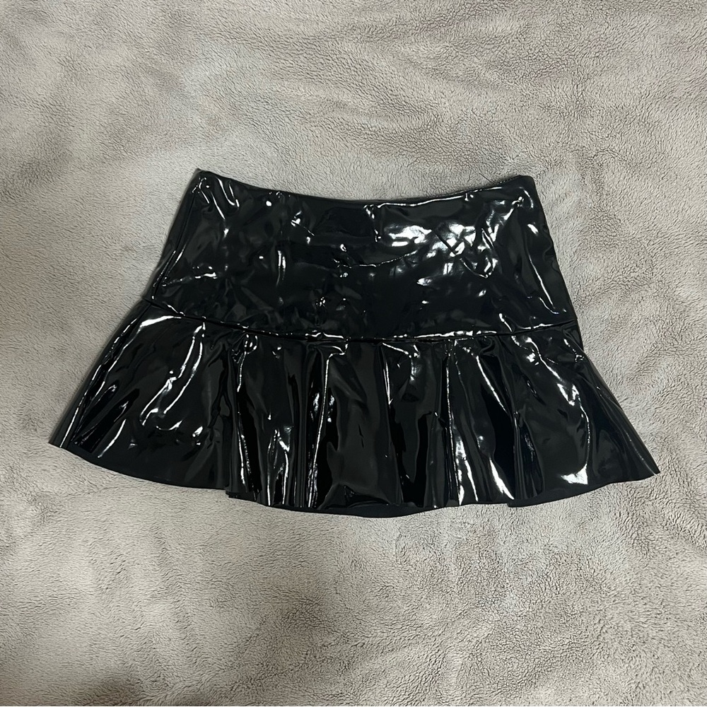 Shein PU Leather Flare Hem Skirt